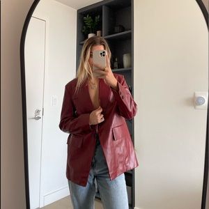 Burgundy Faux Leather Jacket